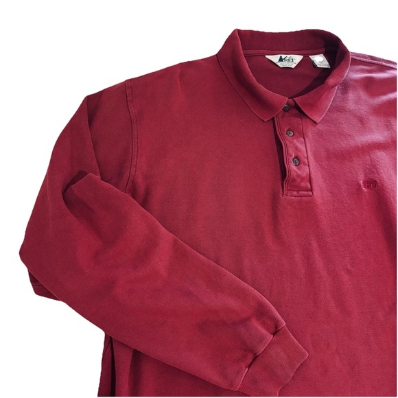 REI Other - REI Long Sleeve Polo Top Men's XL Dark Red Pullover Cotton 1/4 Button
